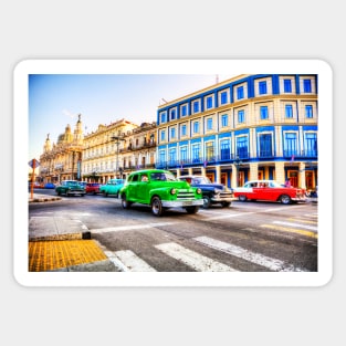 Havana Taxis At The Junction In Cuba Sticker